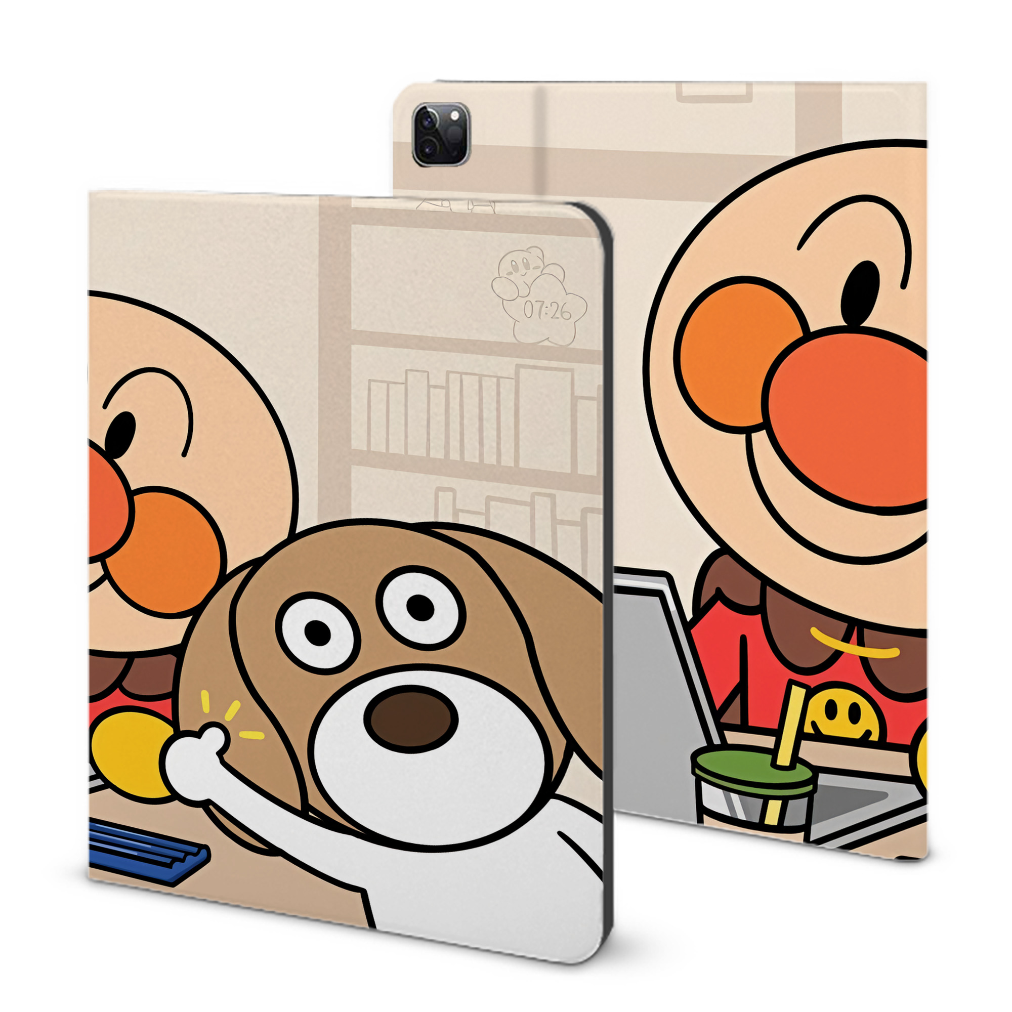（画像用） アンパンマン Anpanman IPad ケース ブック型 PUレザー TPU 耐衝撃 軽量 薄型 ペン収納なし 全面保護 IPad 各モデル対応